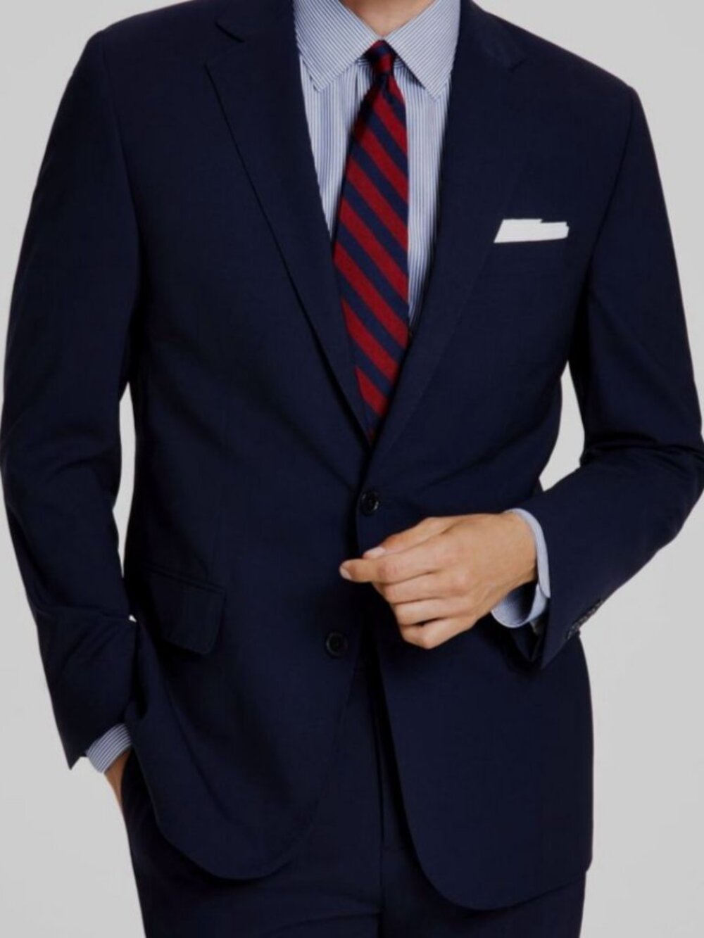 B By Brooks Brothers Men's Blue Classic-Fit Wool Sport Coat Suit Jacket Sz 42S